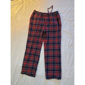 Eddie Bauer Men's Flannel Red & Navy Plaid Drawstring Sleep Pants - Size LARGE